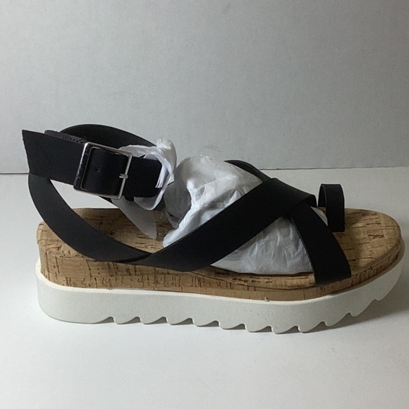 SUN STONE Womens Pheobii Faux Leather Ankle Strap Platform Sandals - Picture 7 of 11